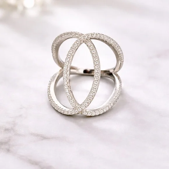 Stirring Silver Interlocking Ring - Picture 2 of 8